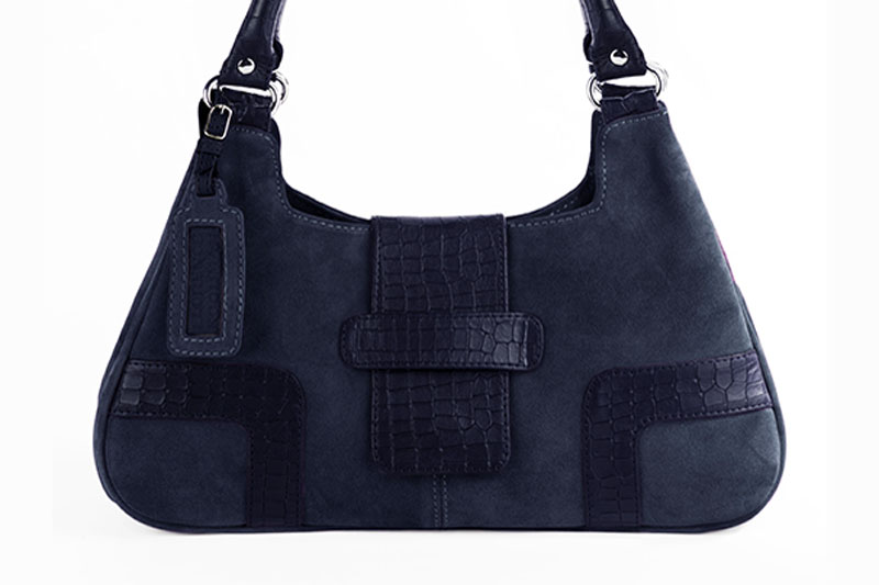 Dress handbag in navy blue leather - Profile view